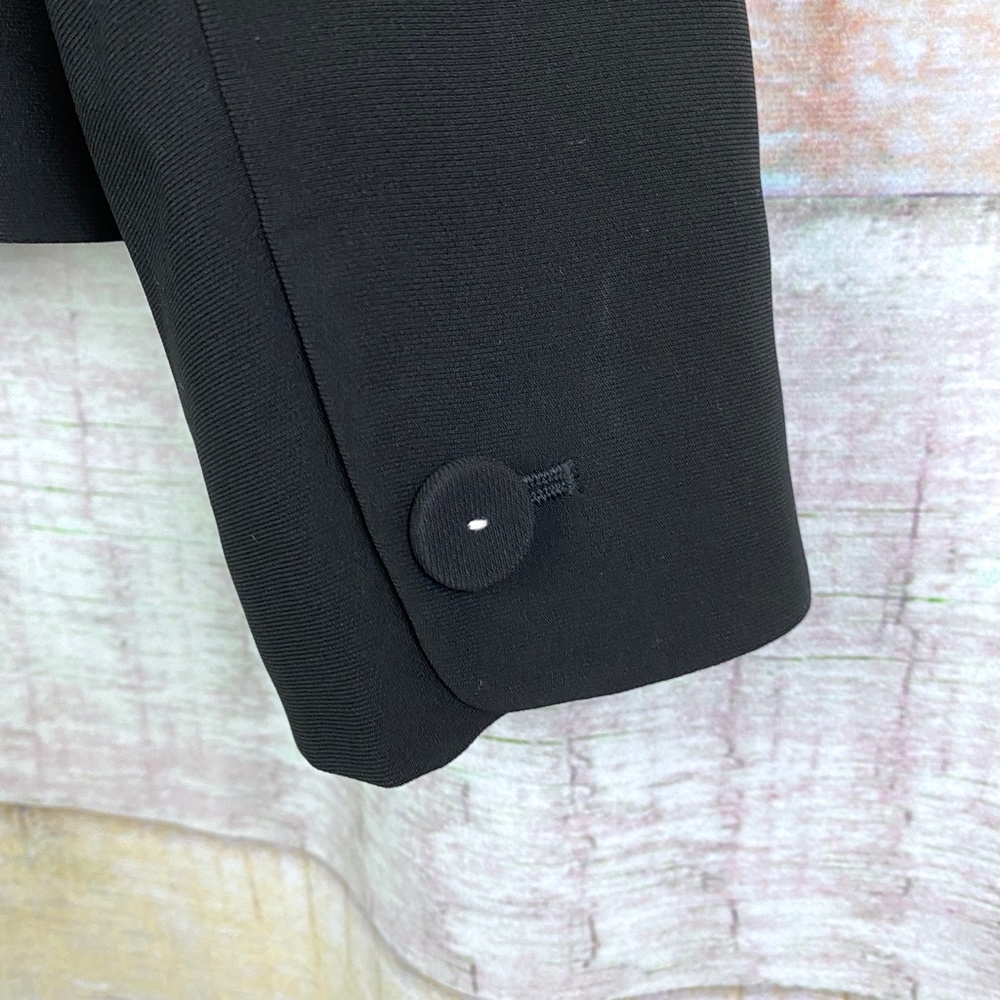 Ann Taylor Solid Black Jacket W/ White Stitch Trim - image 4